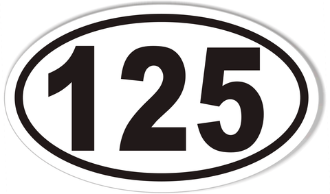 1-125 Numbered Golf Cart Oval Bumper Stickers