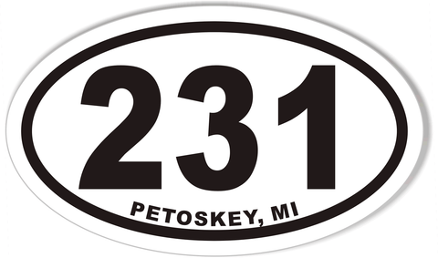 231 PETOSKEY, MI Oval Bumper Stickers