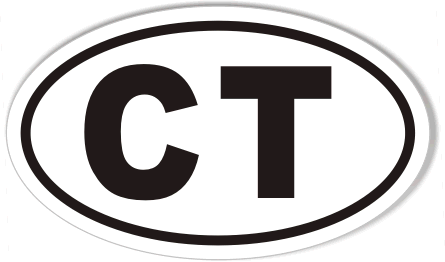 CT Connecticut Euro Oval Sticker