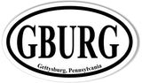 GBURG Gettysburg, Pennsylvania Oval Bumper Stickers