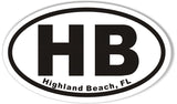 HB Highland Beach, FL Oval Bumper Stickers