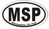 MSP Minneapolis / St. Paul Oval Bumper Stickers