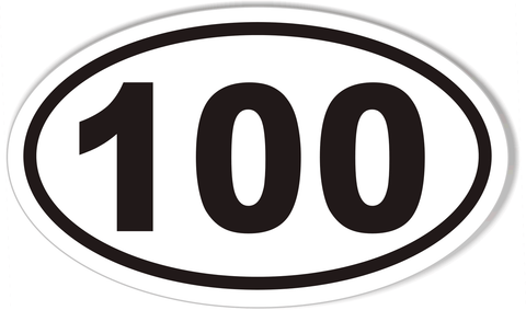 0-100 Numbered Golf Cart Oval Bumper Stickers