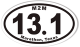 13.1 M2M Marathon, TX Custom Oval Bumper Stickers