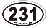 231 PETOSKEY, MI Oval Bumper Stickers