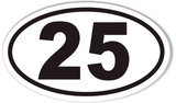1-25 Numbered Golf Cart Oval Bumper Stickers
