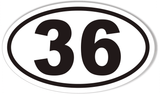 1-36 Numbered Golf Cart Oval Bumper Stickers