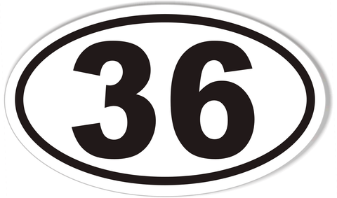 1-36 Numbered Golf Cart Oval Bumper Stickers