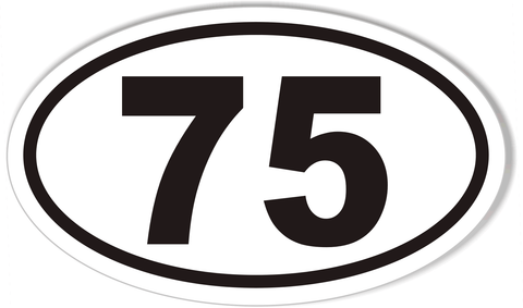 1-75 Numbered Golf Cart Oval Bumper Stickers (3 Each, 225 Total)