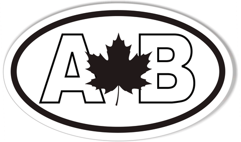 AB Oval Bumper Sticker with Maple Leaf
