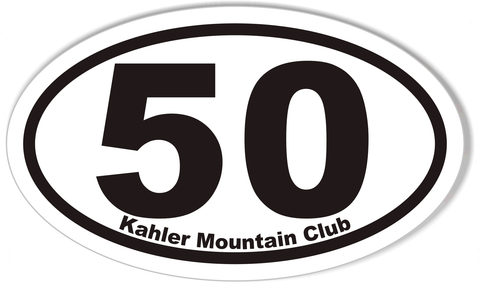 1-50 Numbered Golf Cart Oval Bumper Stickers (Kahler Mountain Club)
