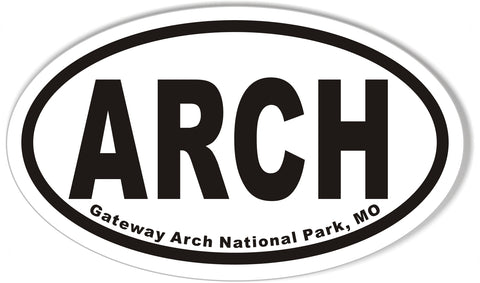 ARCH Gateway Arch National Park, MO Oval Bumper Stickers