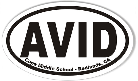 AVID Cope Middle School - Redlands, CA Oval Bumper Stickers