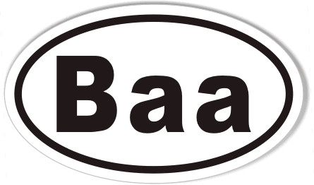 Baa 3x5 Inch Custom Oval Bumper Stickers