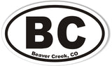 BC Beaver Creek, CO Euro Oval Stickers