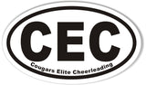 CEC Cougars Elite Cheerleading Oval Bumper Stickers