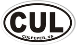 CUL CULPEPER, VA Custom Oval Bumper Stickers