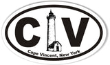 Cape Vincent Custom Oval Bumper Stickers with Lighthouse