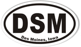 DSM Des Moines, Iowa Oval Bumper Stickers