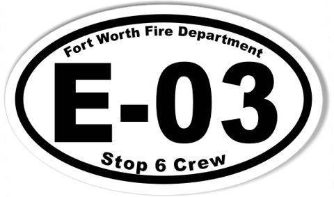 E-03 Fort Worth Fire Department Oval Bumper Stickers