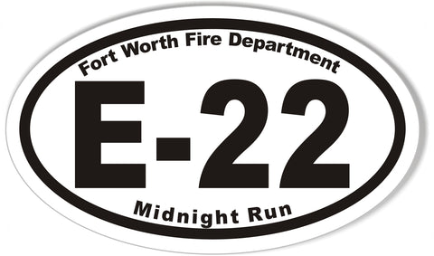 E-22 Fort Worth Fire Department Oval Bumper Stickers
