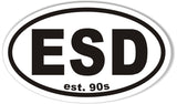 ESD est. 90s Oval Bumper Stickers