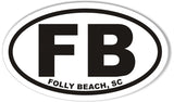 FB Folly Beach, South Carolina Oval Bumper Sticker