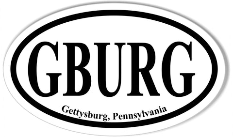 GBURG Gettysburg, Pennsylvania Oval Bumper Stickers
