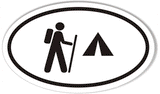 Hiking and Camping Euro Oval Sticker