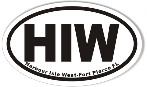 HIW Harbour Isle West Custom Oval Bumper Stickers