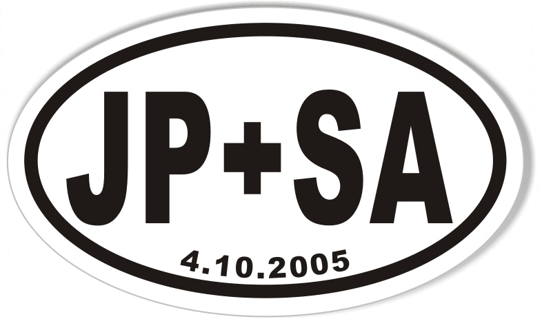 JP+SA Oval Bumper Sticker – StickerCafe.com