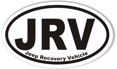 JRV Jeep Recovery Vehicle Oval Bumper Stickers