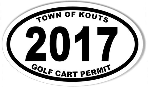 TOWN OF KOUTS GOLF CART PERMIT Oval Bumper Stickers