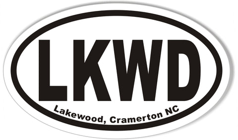 LKWD Lakewood, Cramerton NC Custom Oval Bumper Stickers