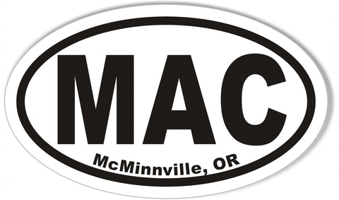 MAC McMinnville, OR Oval Bumper Stickers