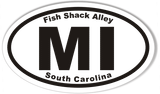MI Fish Shack Alley Euro Oval Bumper Stickers