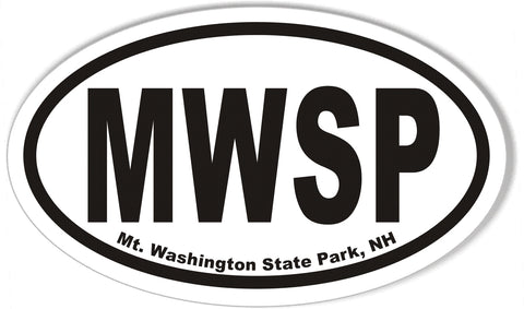 MWSP Mt. Washington State Park, NH Oval Bumper Stickers