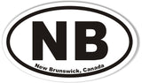 NB New Brunswick, Canada Oval Bumper Sticker