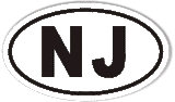 NJ New Jersey Oval Sticker