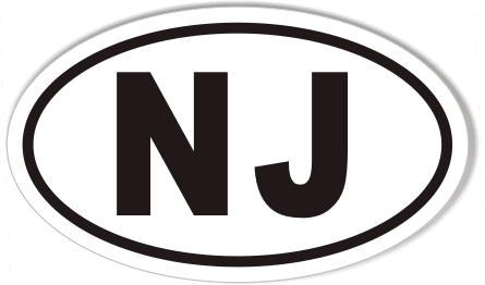 NJ New Jersey Oval Sticker