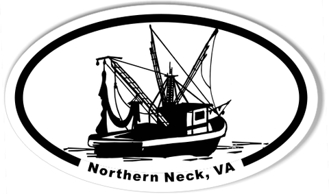 Northern Neck, VA Oval Sticker with Shrimp Boat