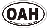 OAH Orangeburg Assembly Hall Oval Stickers 3x5"
