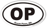 OP Ocean Pines Custom Oval Bumper Stickers