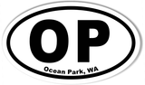 OP Ocean Park, WA Oval Bumper Stickers