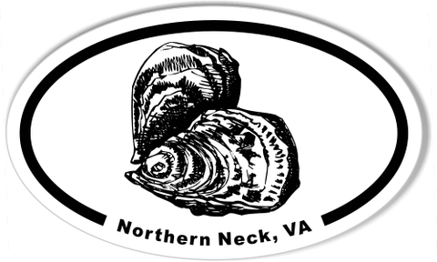 Northern Neck Virginia Oval Sticker with Oyster Graphic