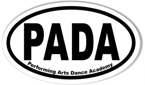 PADA Performing Arts Dance Academy  Custom Oval Bumper Stickers