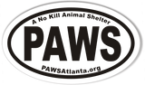 PAWS PAWSAtlanta.org 3x5" Custom Oval Bumper Stickers