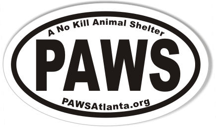 PAWS PAWSAtlanta.org 3x5" Custom Oval Bumper Stickers