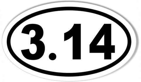 3.14 Pi Day Oval Bumper Sticker