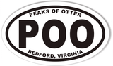 POO PEAKS OF OTTER Oval Bumper Stickers